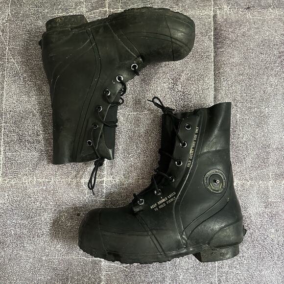 Men's Vintage 80's Bata US Army Military Mickey Mouse Rubber Field Boots Sz 9 - Picture 1 of 7